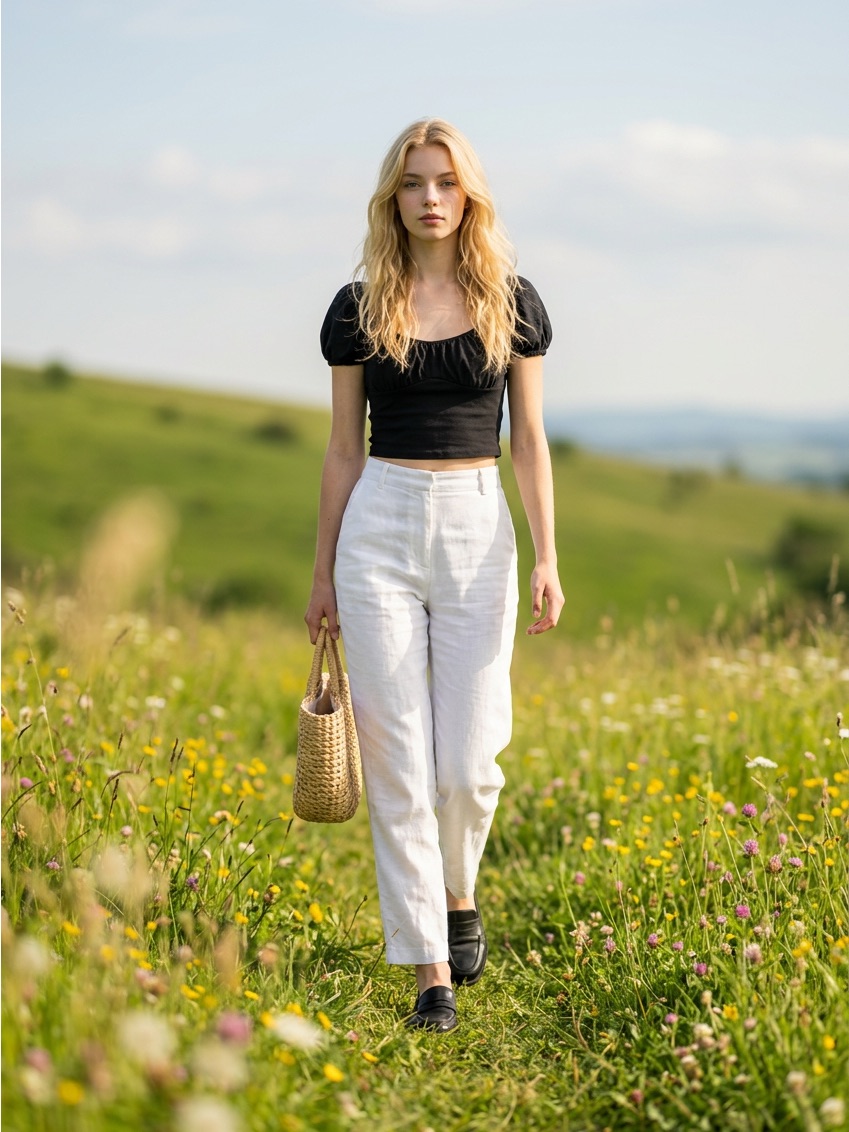 Hollister Black Puff-Sleeve Cropped Blouse